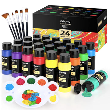 Ohuhu Acrylic Paint Set for Painting 24 Classic Colors 59ml 2oz Bottles