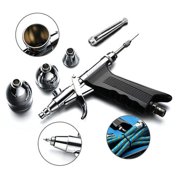 Double Action Airbrush Kit Air Brush Spray Tool with 0.3mm/0.2mm/0.5mm Needles, 2CC/5CC/13CC