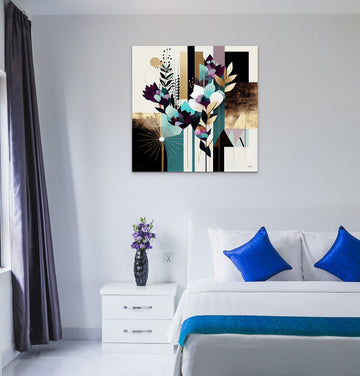 Flower Symmetry: Abstract Art in the Form of Geometric Shapes Perfect for Living Room, Office Wall Decor, and Gifting