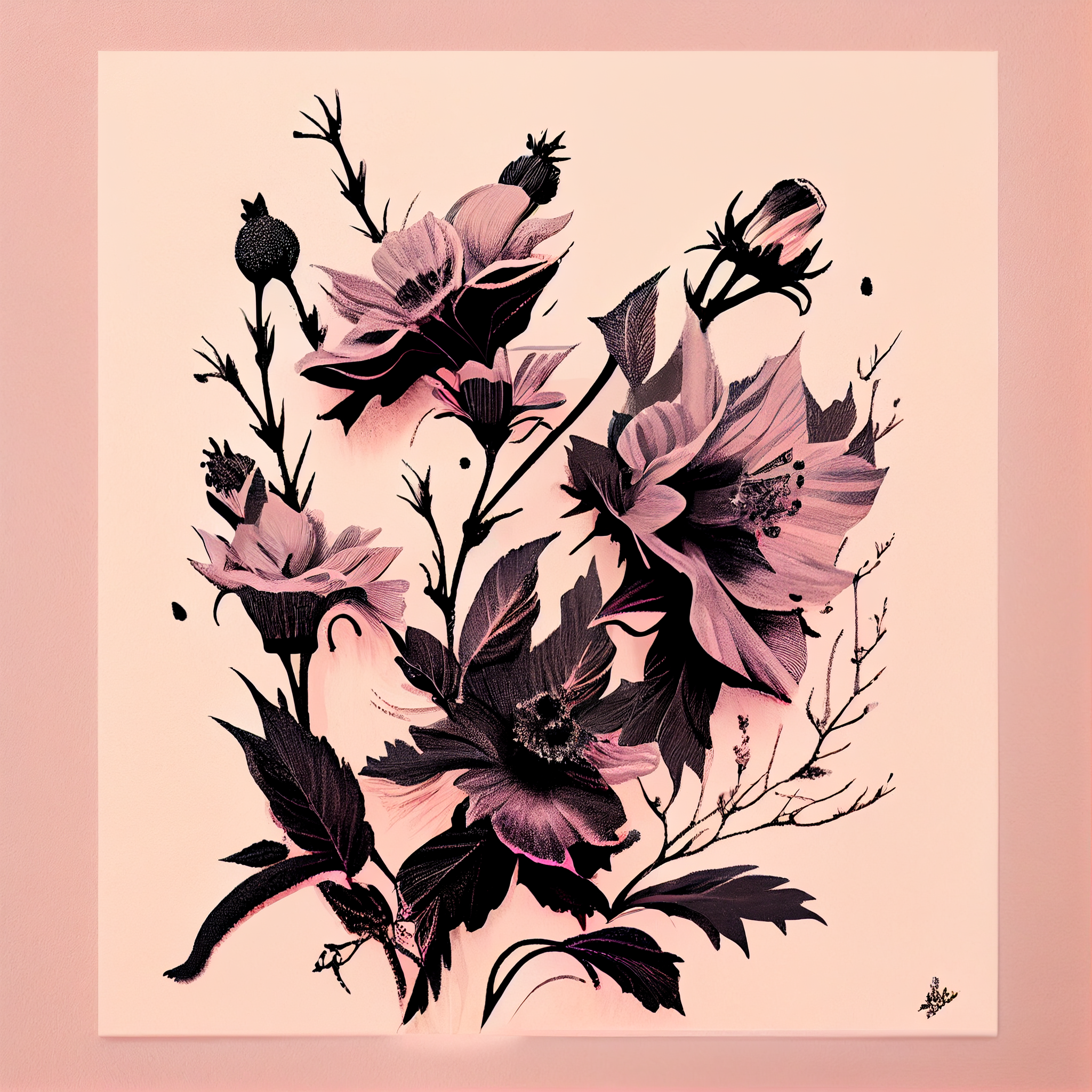 monochromatic flower painting