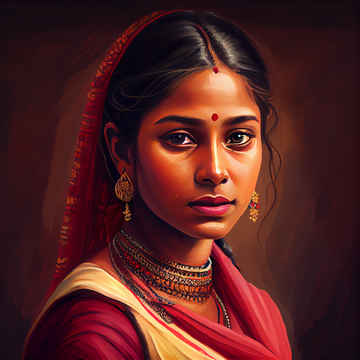 Radiant Grace: A Portrait Print of an Indian Rural Beauty