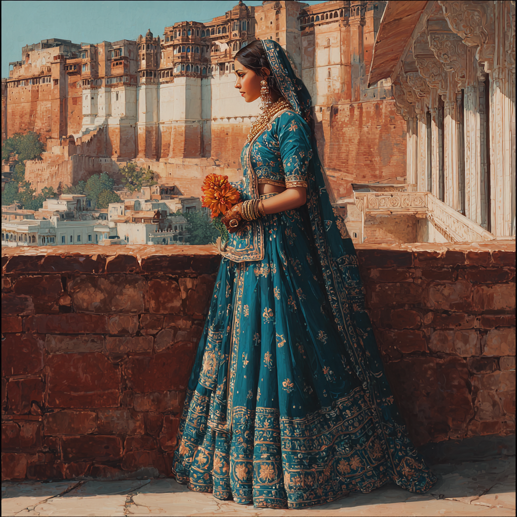 Royal Rajputana Princess Wall Art Indian Palace Heritage Portrait Deco