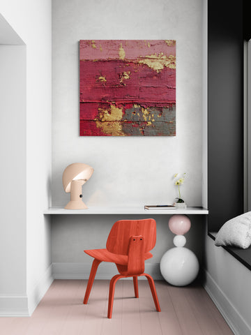 Red & Gold Textured Abstract Wall Art Canvas – Large Modern Luxury Statement Wall Decor