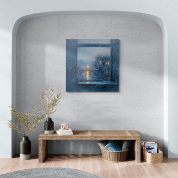 Moody Rainy Window Art | Blue Hour Reflections & Light