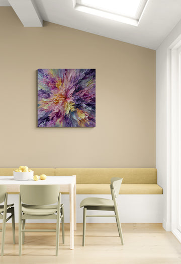 Abstract Floral Oil Painting with Vibrant Textured Petals