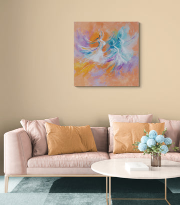 Abstract Dancing Figures Art – Colorful Expressive Movement Wall Art