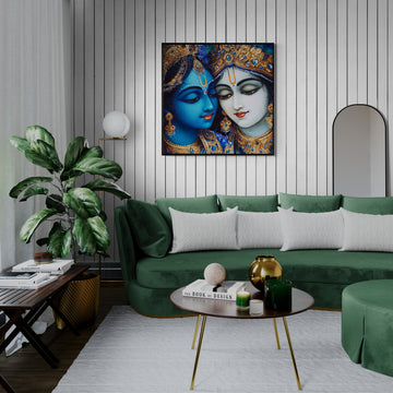Jeweled Harmony: Classical Radha and Krishna Portrait
