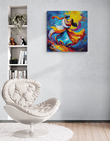 "Rasa Lila: The Cosmic Dance in Impressionist Oil"
