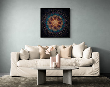 Astral Teal and Bronze Cosmic Mandala