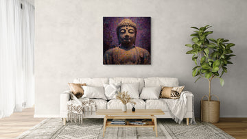 Pointillist Mosaic Buddha in Amethyst Hues