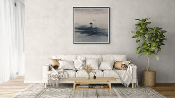 Minimalist Monochromatic Flower Silhouette in Water Art