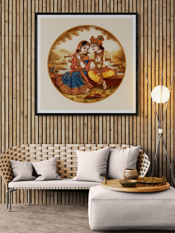 Radha and Krishna in a Medallion Landscape | Devotional Art