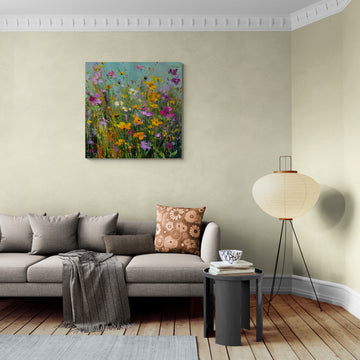Abstract Wildflower Meadow Painting – Vibrant Floral Art for Modern Interiors