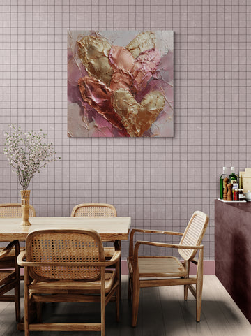Abstract Gold and Rose Heart Texture Art – Romantic Luxury Wall Art