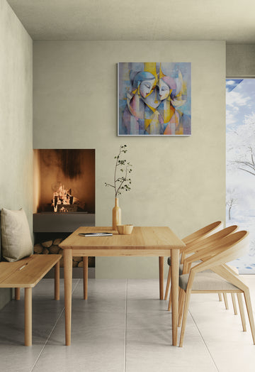 Modern Abstract Radha Krishna Painting | Contemporary Spiritual Canvas Art
