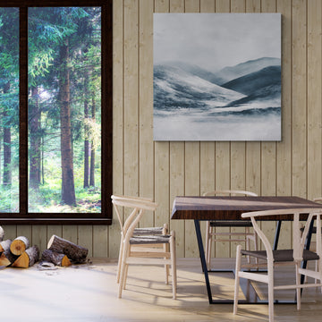 Blue Mountain Landscape Wall Art – Minimalist Winter Canvas Print