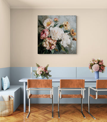 Oil Painted Peonies in Sage – Floral Oil Painting