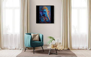 Cobalt Ganesha Playing the Flute (Lord Vighneshwara Mural)