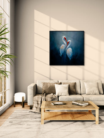 Elegant White Egrets in Indigo
