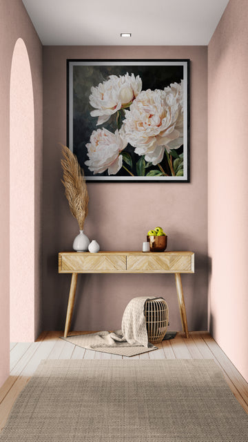 White Peony Wall Art – Elegant Floral Botanical Canvas