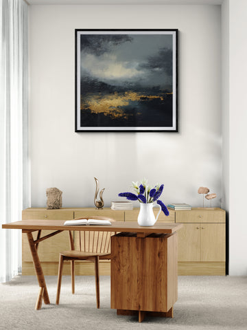 Luxury Navy Gold Abstract Canvas – Modern Wall Art