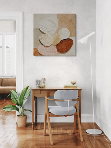 Neutral Abstract Textured Canvas Wall Art – Modern Beige Boho Minimalist Statement Painting