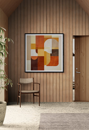 Mid Century Modern Geometric Wall Art – Earth Tone Abstract Canvas