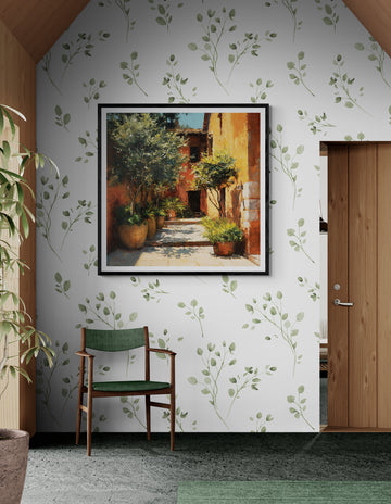 Tuscan Courtyard Wall Art Canvas – Mediterranean Italian Landscape Painting