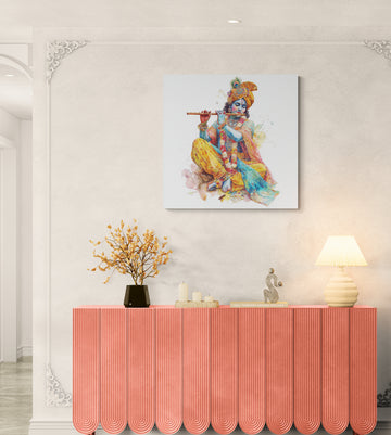 Lord Krishna Playing Flute Art | Divine Hindu Illustration