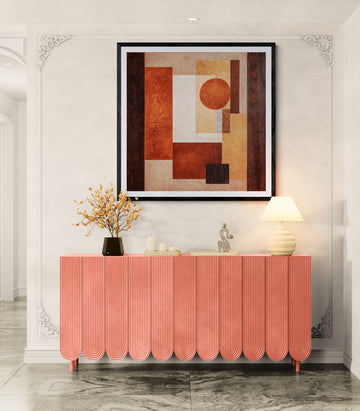 Mid Century Modern Geometric Wall Art – Abstract Earth Tone Canvas Print