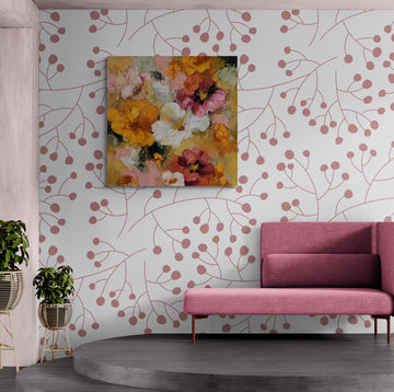 Textured Floral Abstract Painting with Warm Earthy Tones