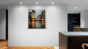 Abstract Paris Street Painting – Romantic Cityscape Wall Art