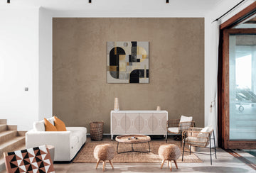 Detail of Abstract Geometrical Art in Black, Beige, and Gold