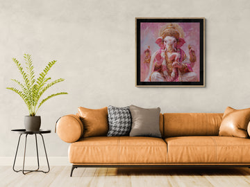 Pink Lord Ganesha Painting – Modern Spiritual Hindu Art