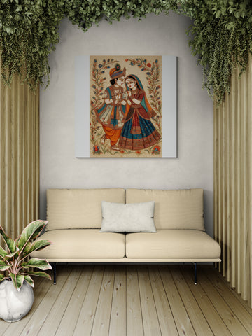 Eternal Consort Radha and Krishna | Floral Devotional Art