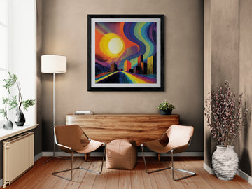 Abstract Cityscape Wall Art | Vibrant Modern Urban Illustration