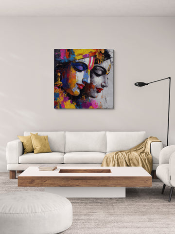 Abstract Radha Krishna Duality Painting | Spiritual Wall Art