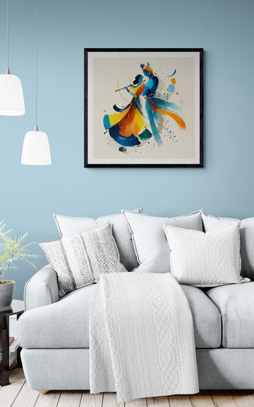 Radha Krishna Abstract Wall Art – Rasa Leela Canvas Print
