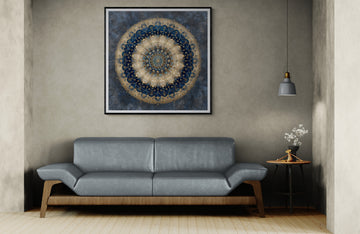 Mid-Century Modern Abstract Geometry with Gold Leaf Art
