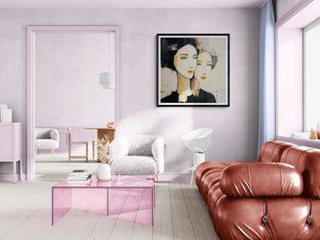 Expressionist Duo in Ochre - Modern Abstract Art for Home Office
