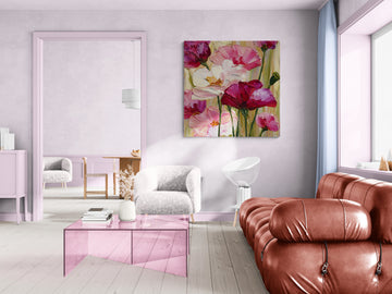 Impasto Pink Floral Painting | Textured Flower Wall Art