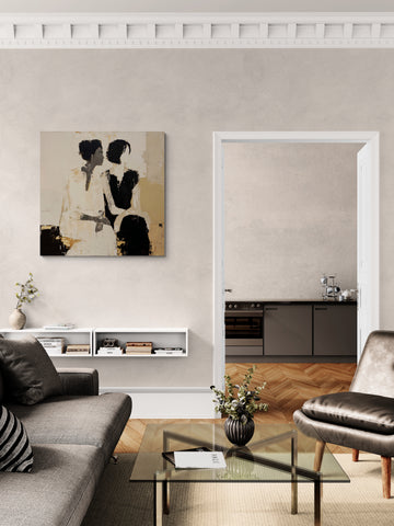 Monochrome Embrace - Modern Minimalist Art for Home & Office
