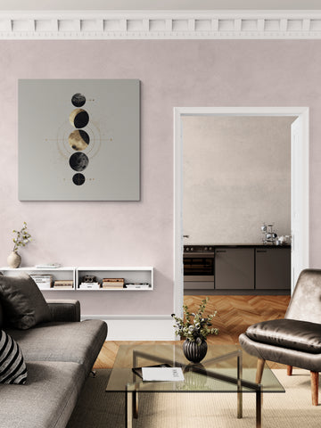 Abstract Lunar Phases Wall Art – Modern Celestial Geometry Design