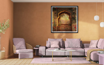 Mughal Palace Arch Sunset Canvas Wall Art – Royal Indian Heritage Decor