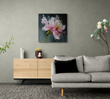 Textured Impasto Pink Peony Painting