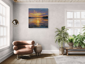 Sunset on the River | Serene Landscape Painting