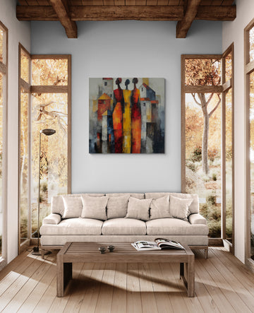 Abstract Trio Against Townscape
