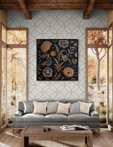 Mughal Floral Bird Canvas Wall Art – Vintage Indian Botanical Heritage Decor