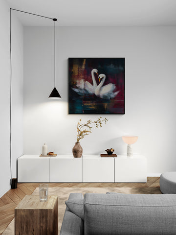 Dramatic Impasto Swans (Unity in Dark Hues)