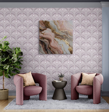 Abstract Marble Art with Gold Accents in Soft Blush and Grey Tones